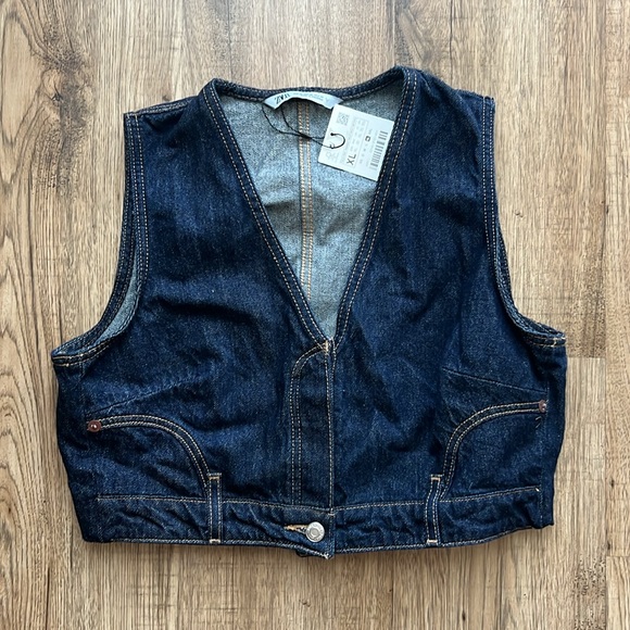 NEW! Zara Dark Denim TRF Vest - Picture 9 of 13